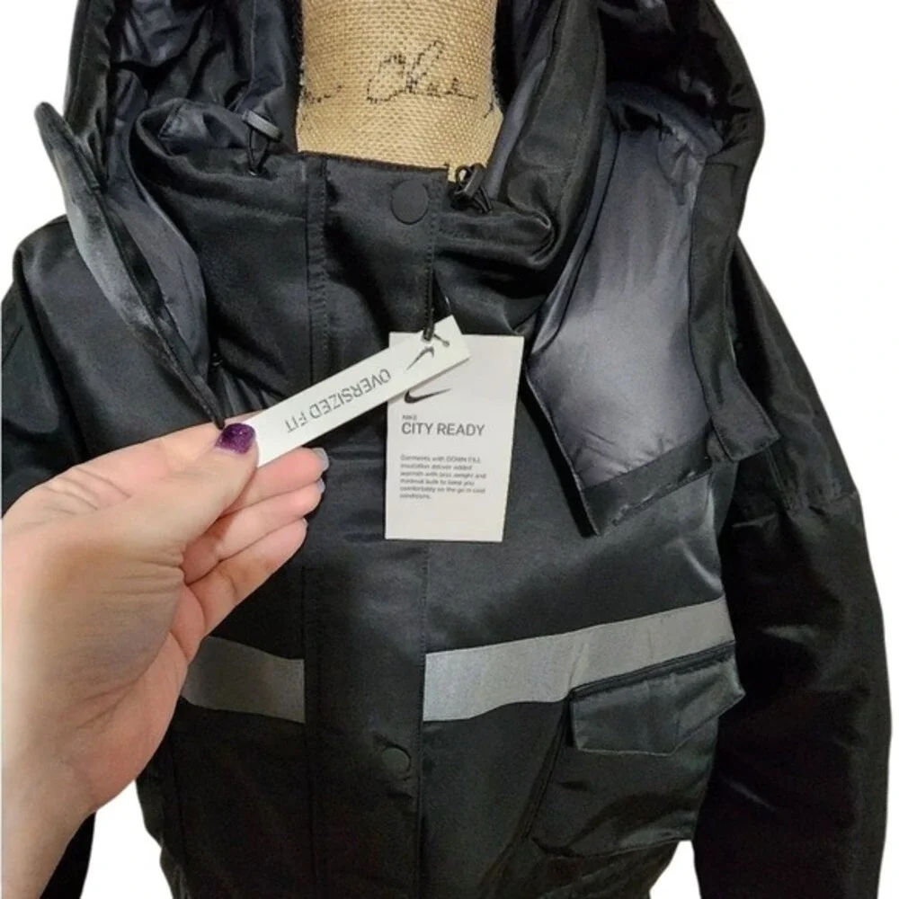 Nike Sportswear Tech Fleece Parka Hooded Full Zip Puffer Coat Jacket Black XXL‎